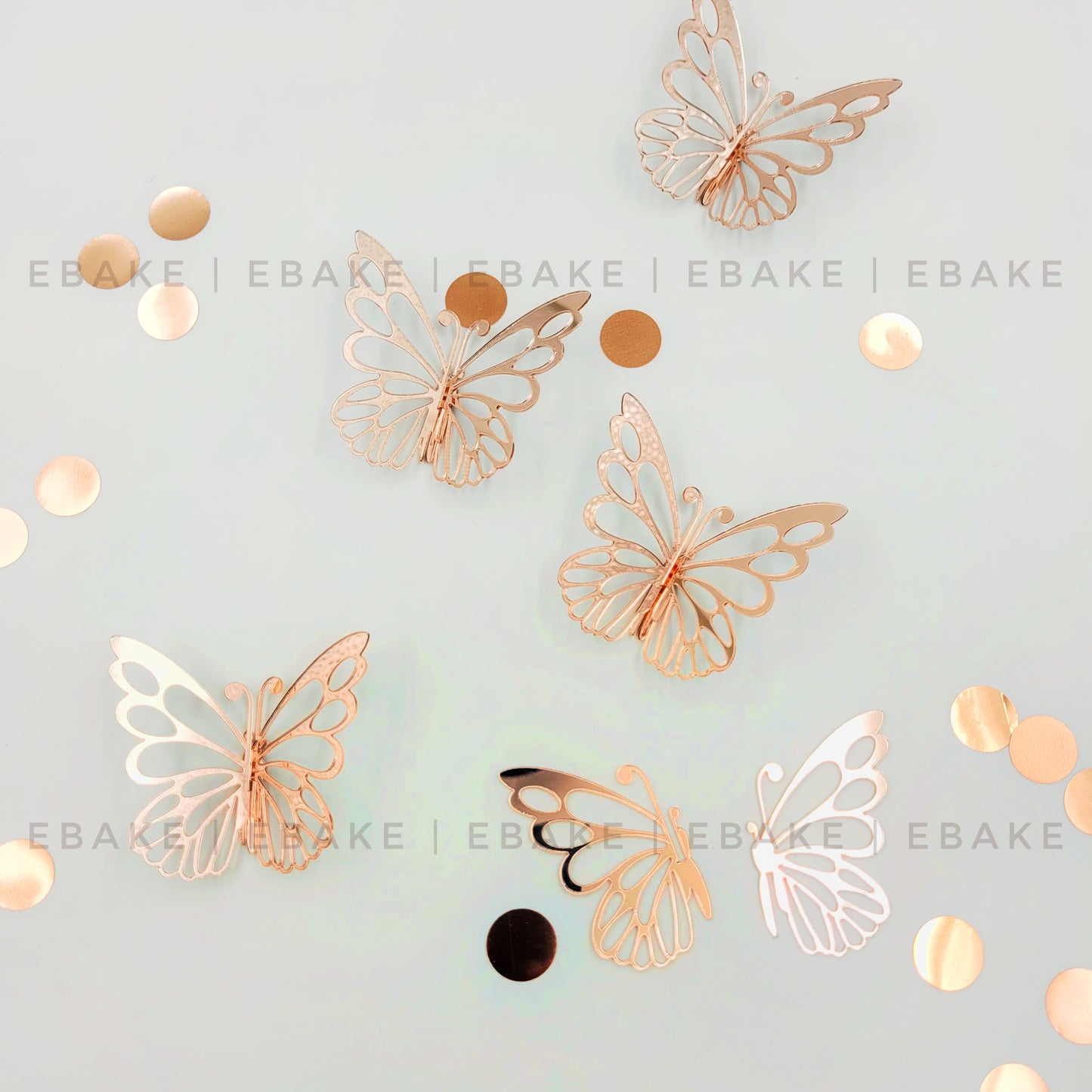 Rose Gold Detachable 3D Butterflies (Set of 5)