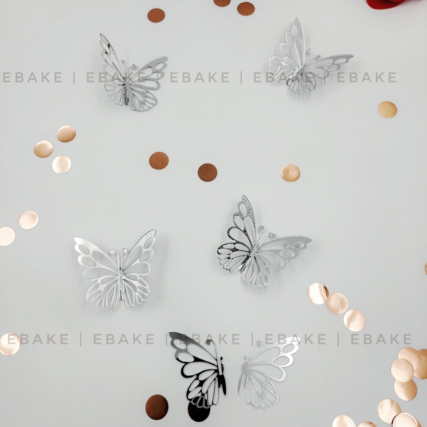 Silver Detachable 3D Butterflies (Set of 5)