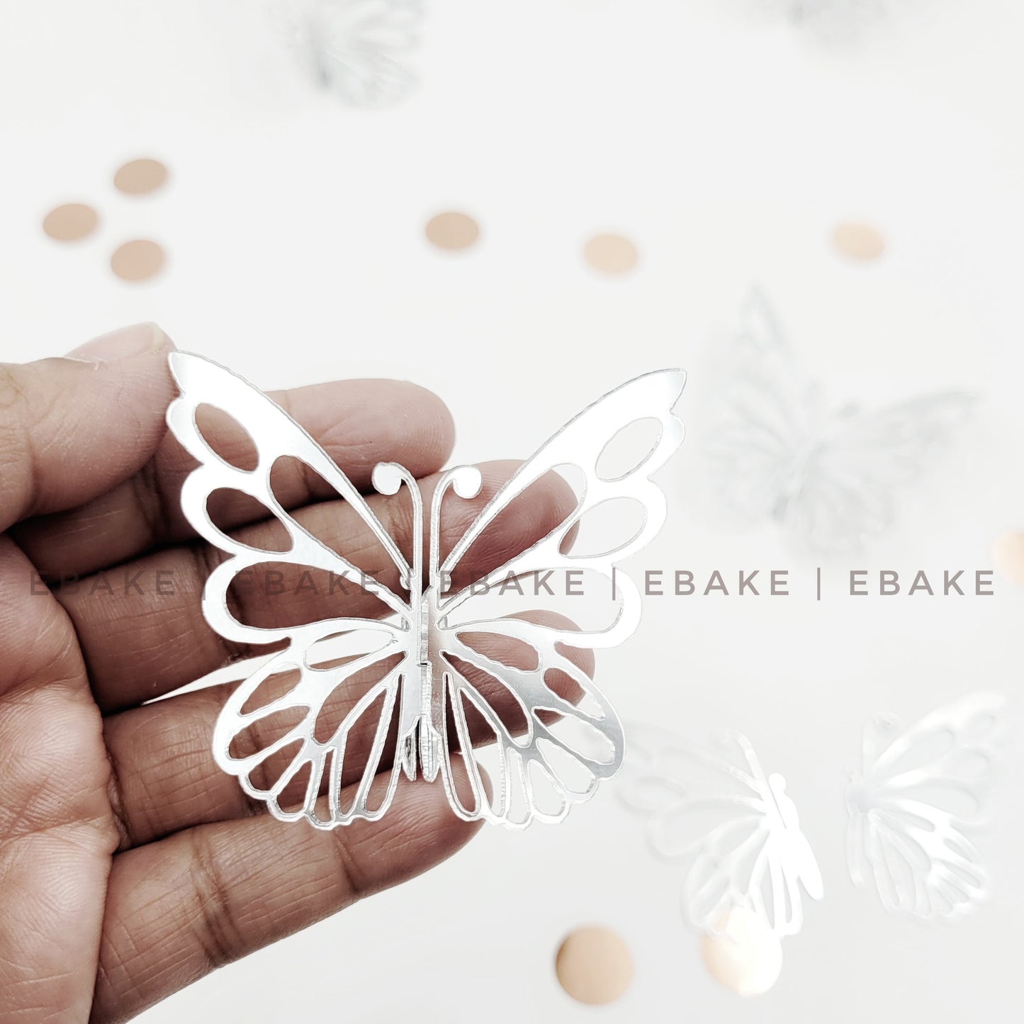 Silver Detachable 3D Butterflies (Set of 5)