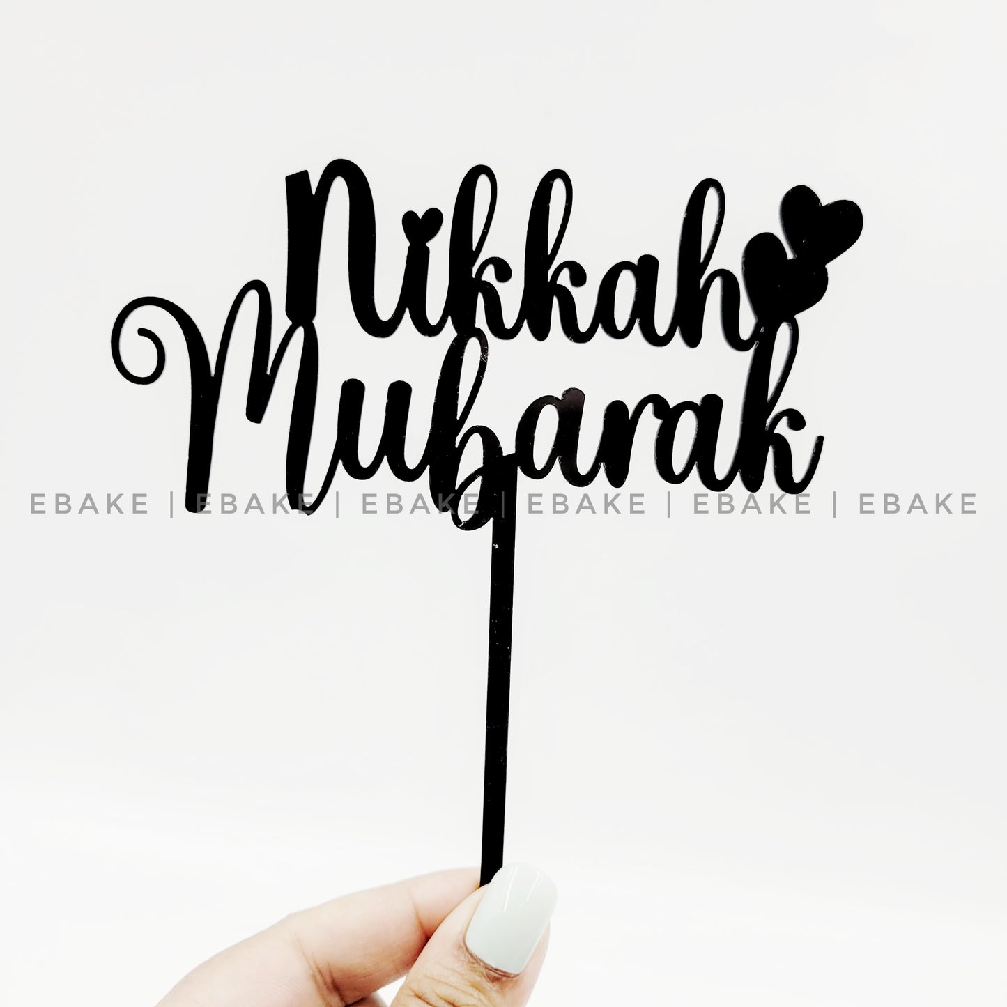 Nikkah Mubarak Cake Topper Black