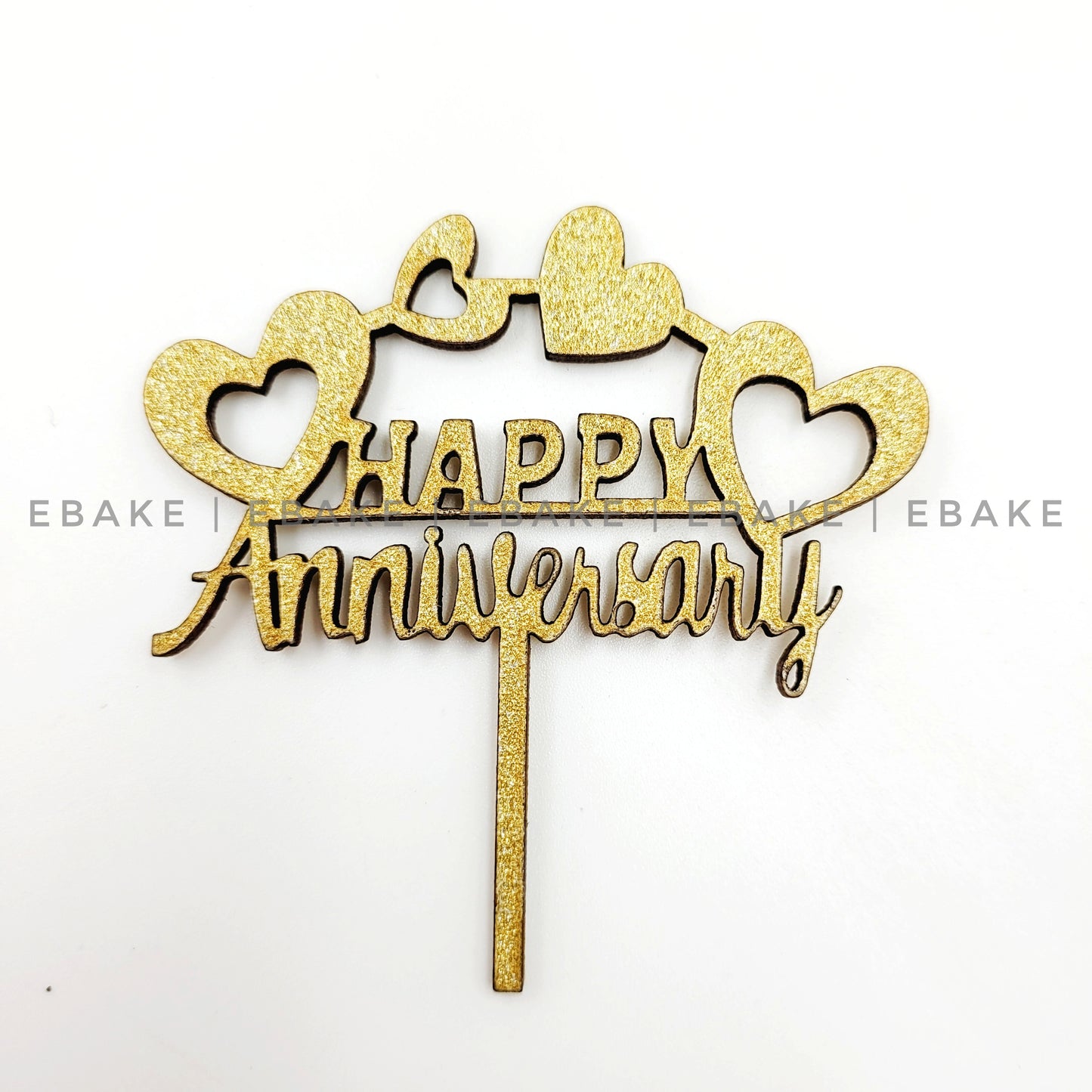 Happy Anniversary Mini Topper Gold Glitter (Set of 6) MDF