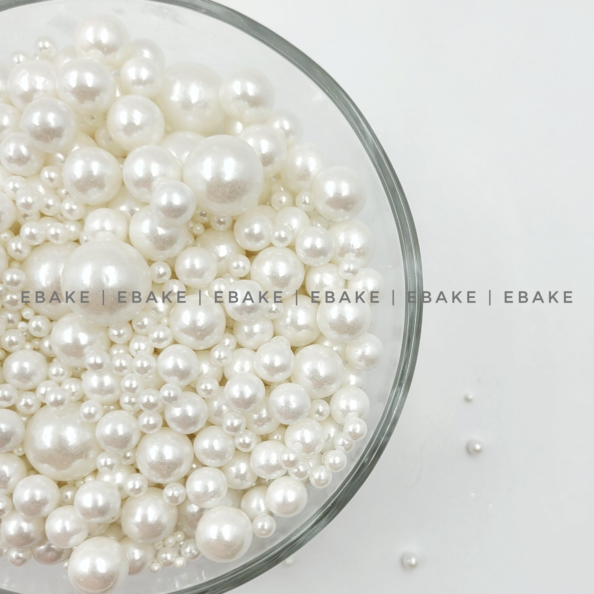 Mix Size White Pearls, Premium Sprinkles