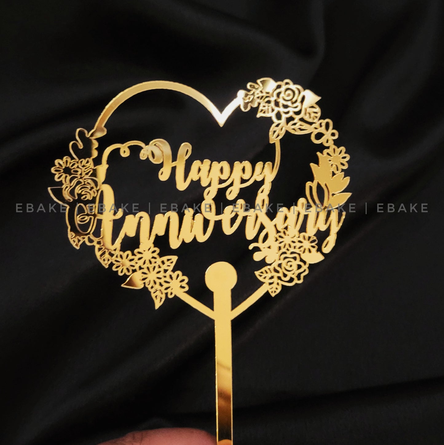 Happy Anniversary Cake Topper Golden