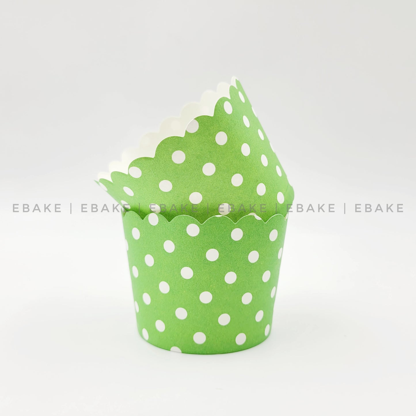 Paper Muffin Cup (Green Polka Dots) - Set Of 50 Pieces