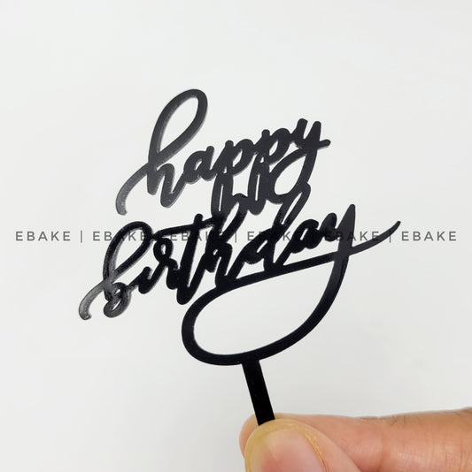 Happy Birthday Mini Topper Black