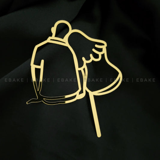 Couple Line Art Cake Topper