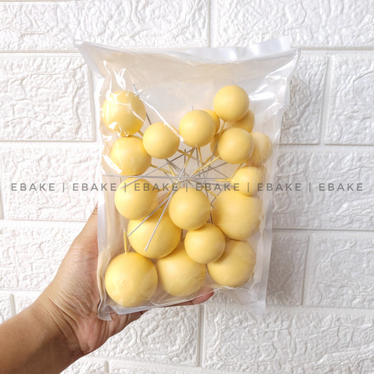 Matte Yellow Faux Balls - Set Of 20 Pieces