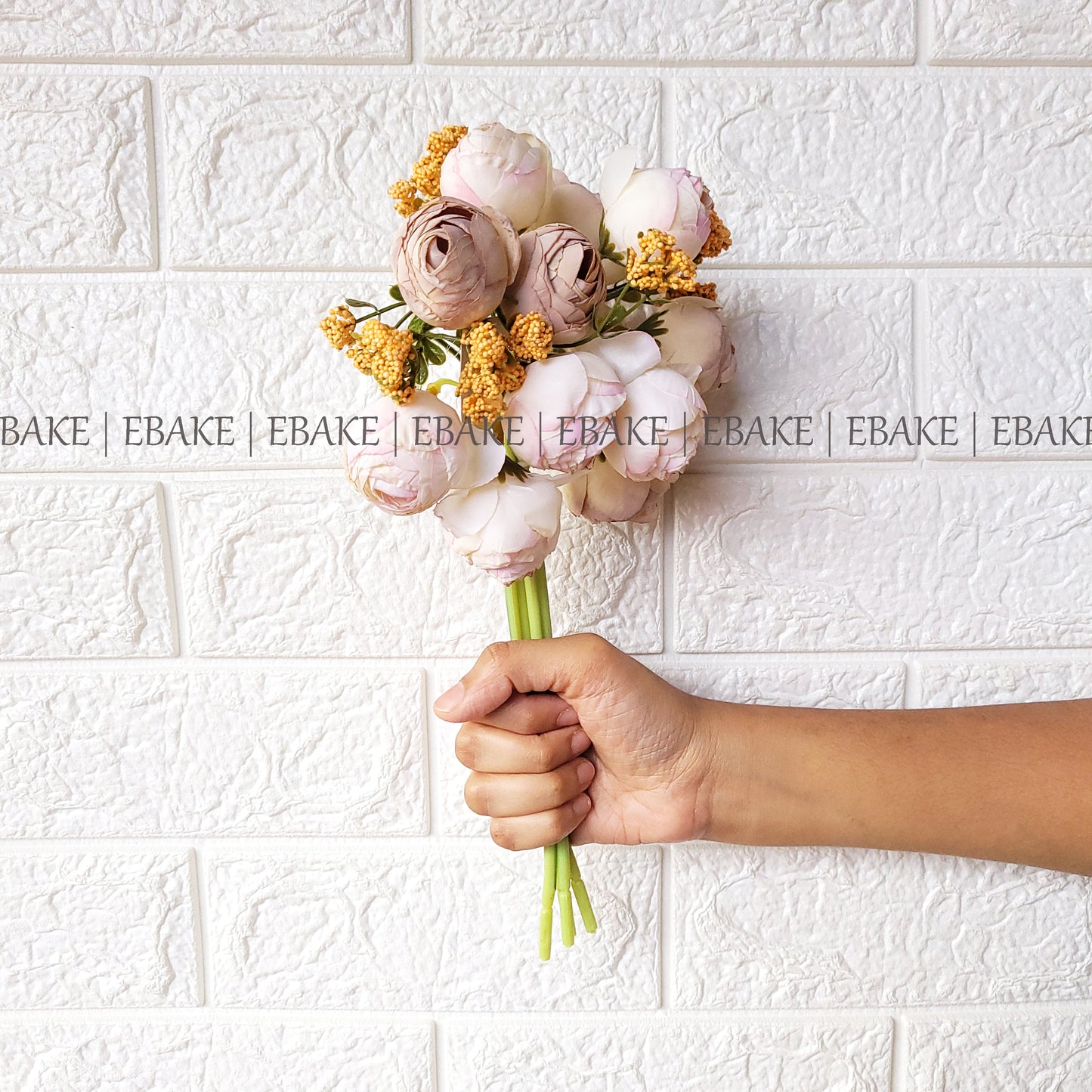 Closed Peony Bunch - Shaded Pink & Beige (12 peonies & 4 fillers) A467
