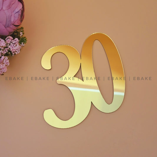 30 Number Cake Topper 3 Inch