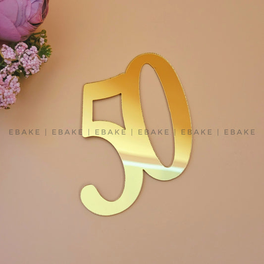 50 Number Cake Topper 3 Inch