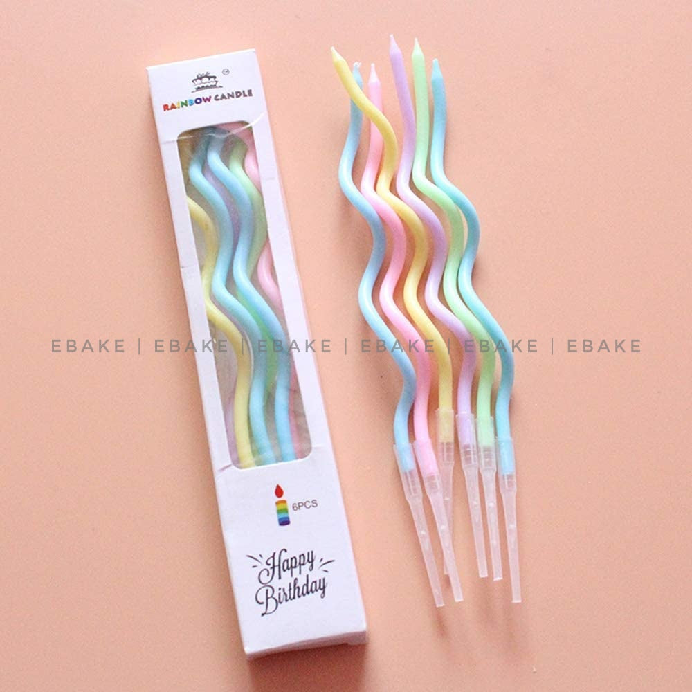 Pastel MultiColor Swirl Candle - Set Of 6