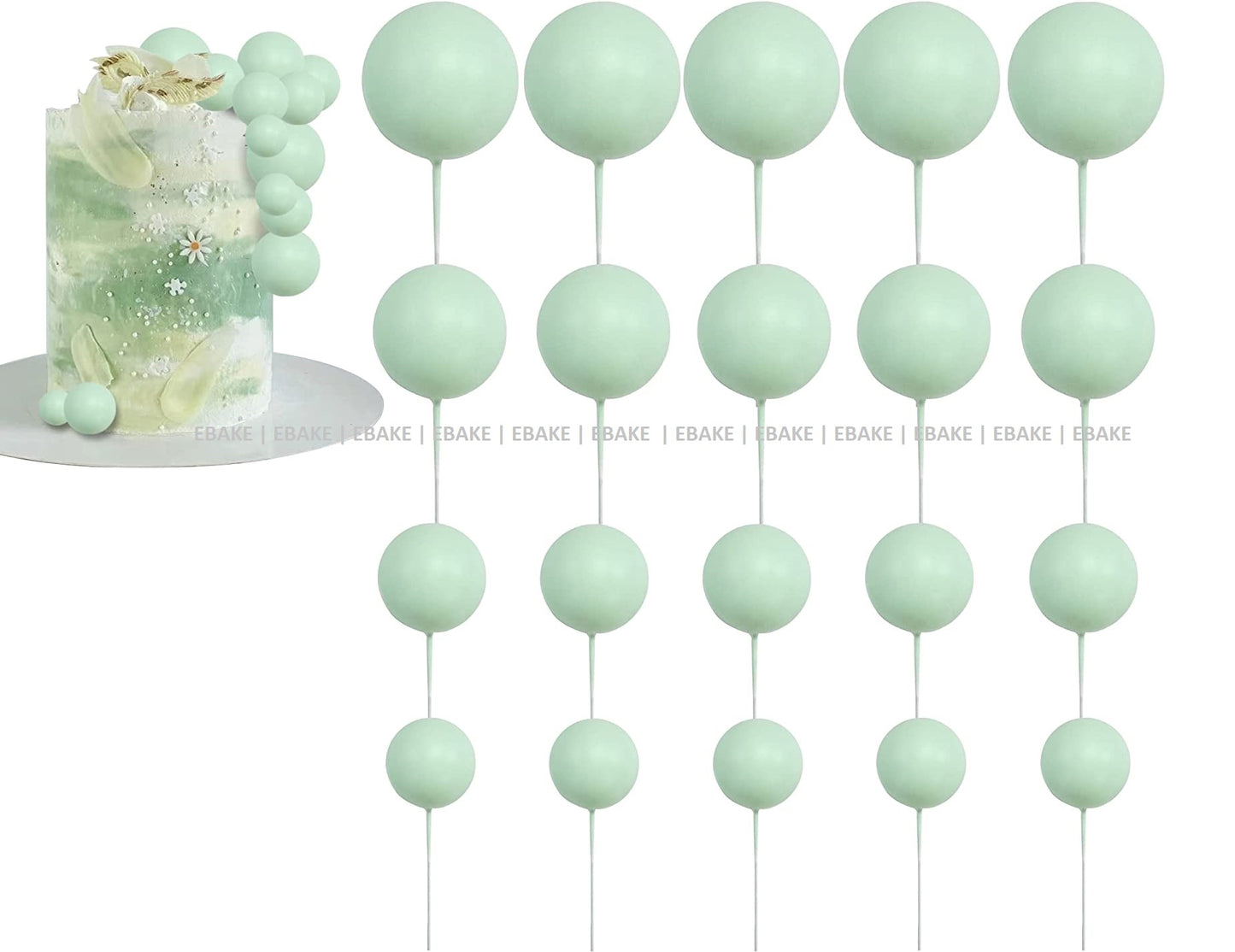 Pastel Green Faux Balls - Set Of 20 Pieces