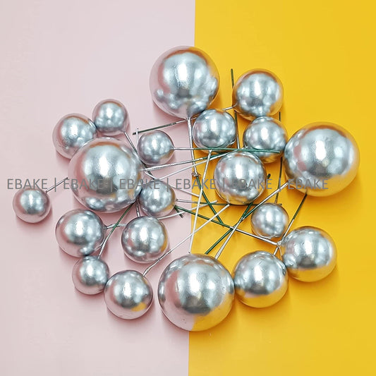 Silver Faux Balls - Set Of 20 Pieces