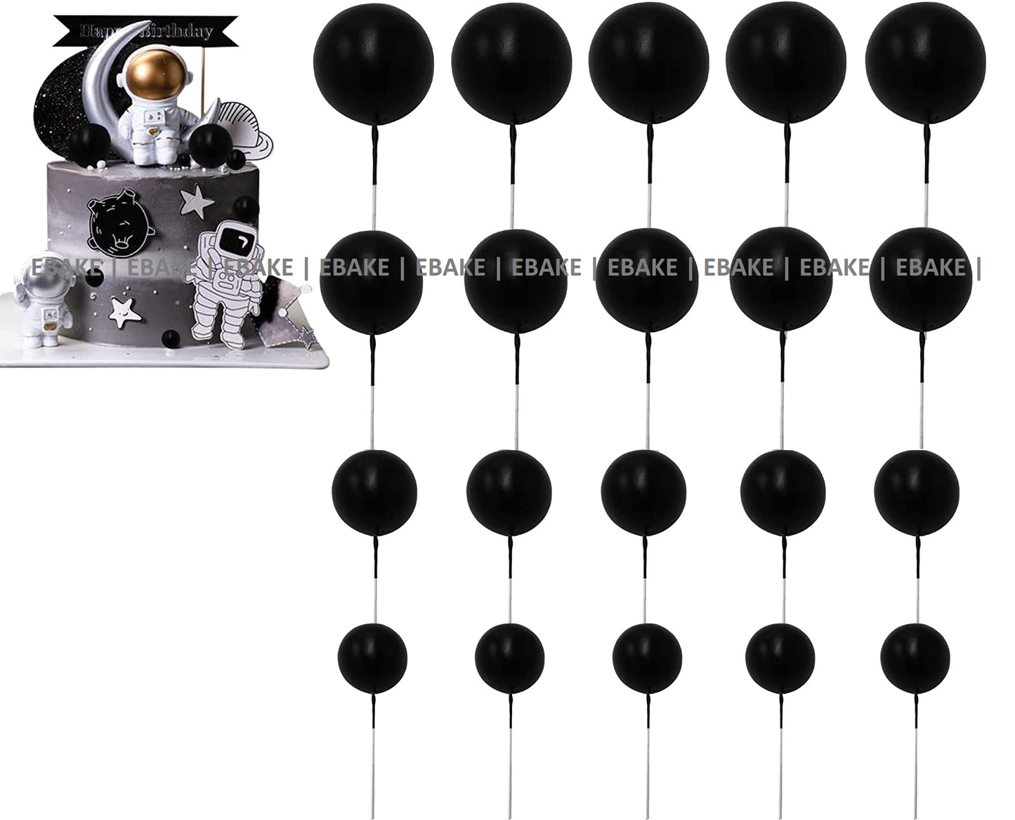 Black Faux Balls - Set Of 20 Pieces