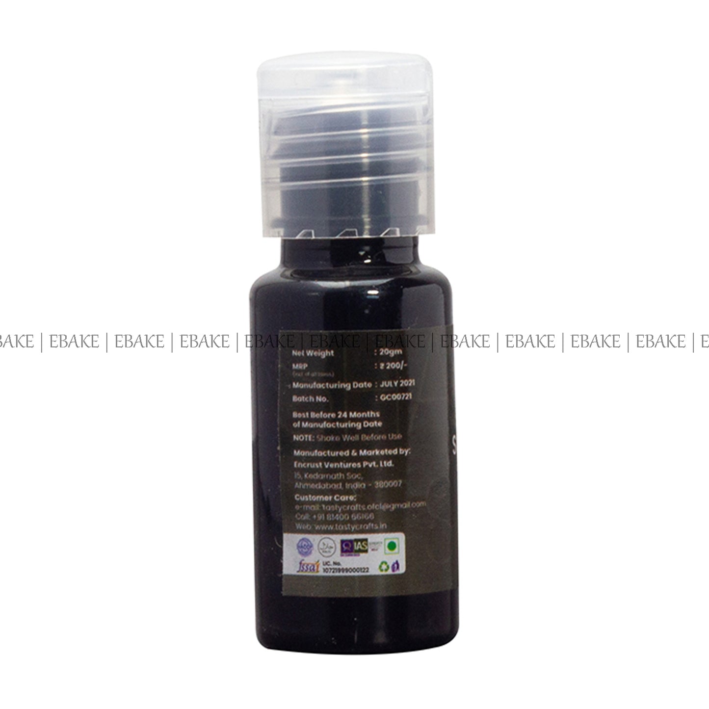 BLACK Edible Concentrated Gel Colour for Cake Decorating - 20g Bottle