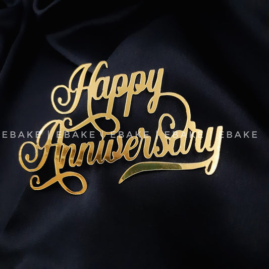 Happy Anniversary Cutout (Cake Charm) Golden