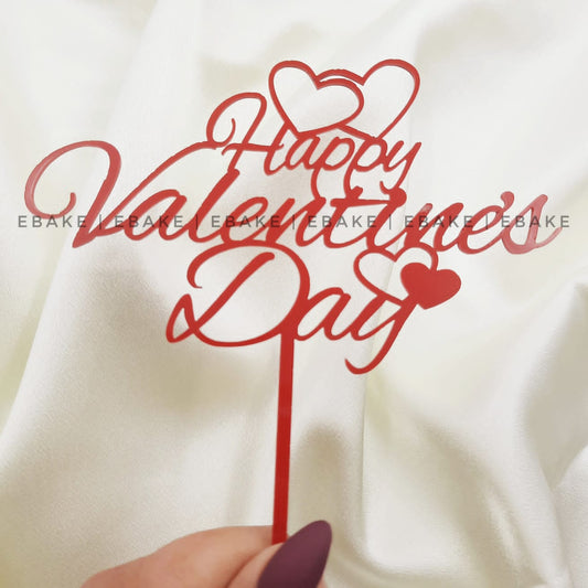 Happy Valentine's Day Cake Topper 5 Inch Red