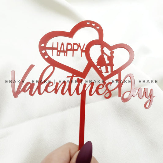 Happy Valentine's Day Cake Topper 5 Inch Red