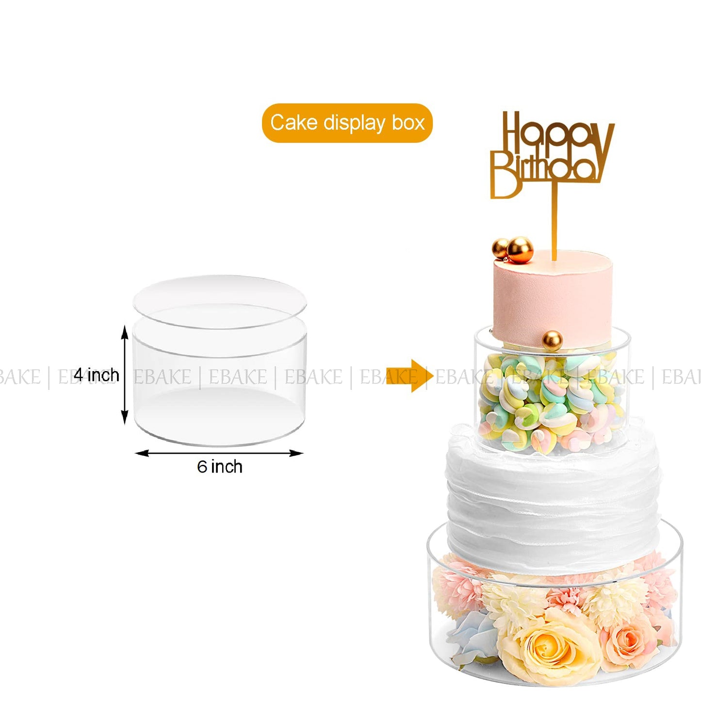 Round Acrylic Cake Spacer - 6 Inch (Transparent Cake Separator)