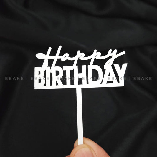 Happy Birthday Mini Topper White