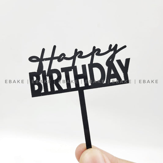 Happy Birthday Mini Topper Black
