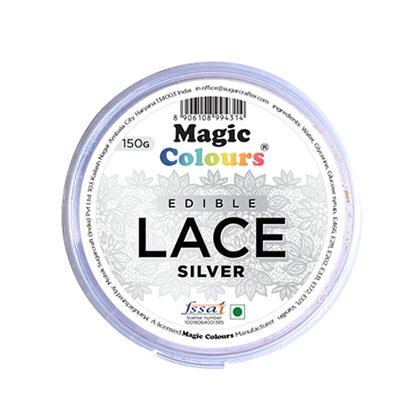 Magic Colours Edible Lace Paste for Cake - Silver (150g)