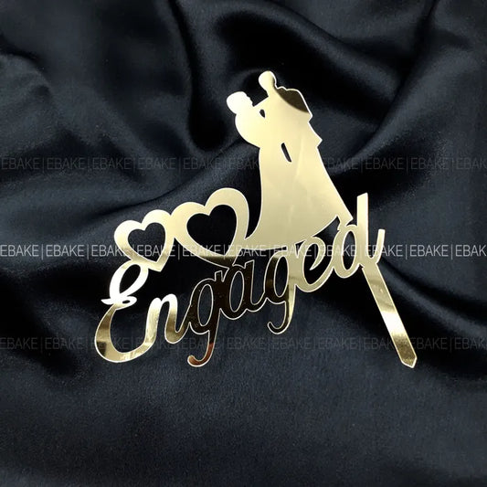 Engaged Cake Topper Golden