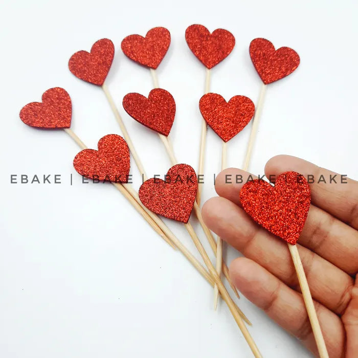 Heart Glitter Topper - Red