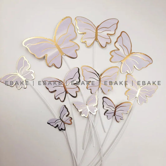 Pastel Purple Paper Butterflies With Twistable Stick - Foldable