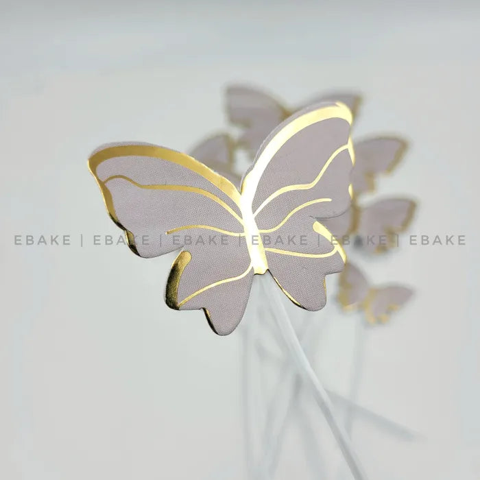 Pastel Smokey Grey Paper Butterflies With Twistable Stick - Foldable