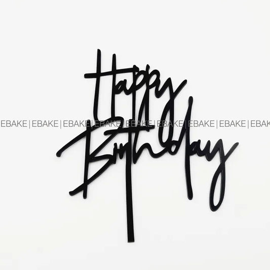 Happy Birthday Cake Topper Black