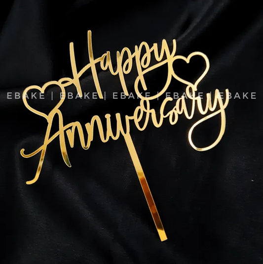 Happy Anniversary Cake Topper Golden