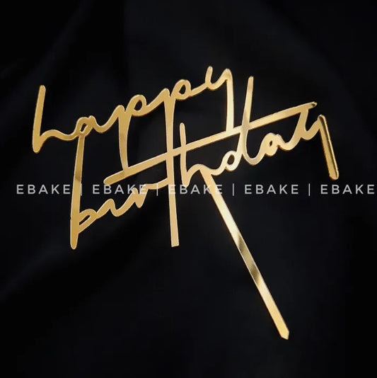 Happy Birthday Cake Topper (Golden)