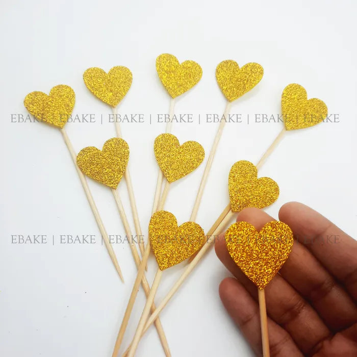 Heart Glitter Topper - Gold