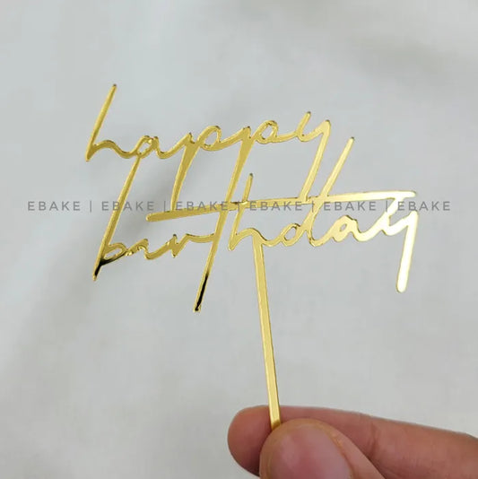 Happy Birthday Mini Topper Golden