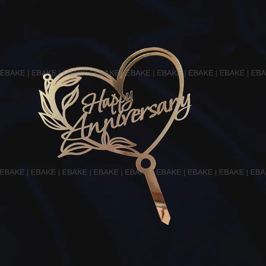 Happy Anniversary Cake Topper Golden