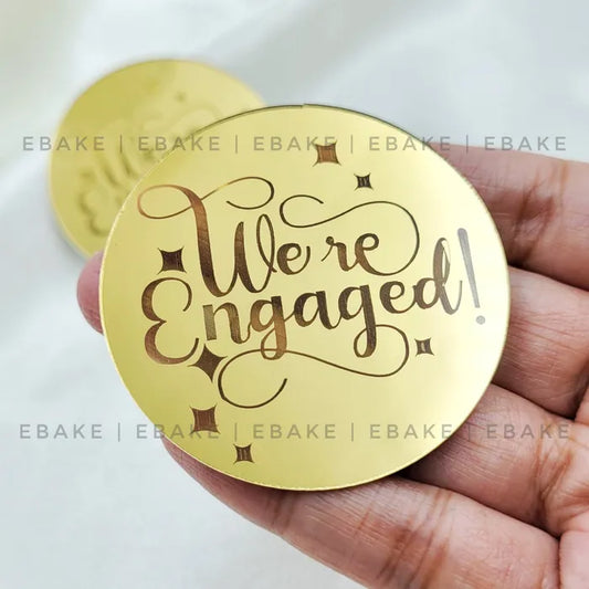 We're Engaged Coin Topper/Cake Disc (Single Piece)
