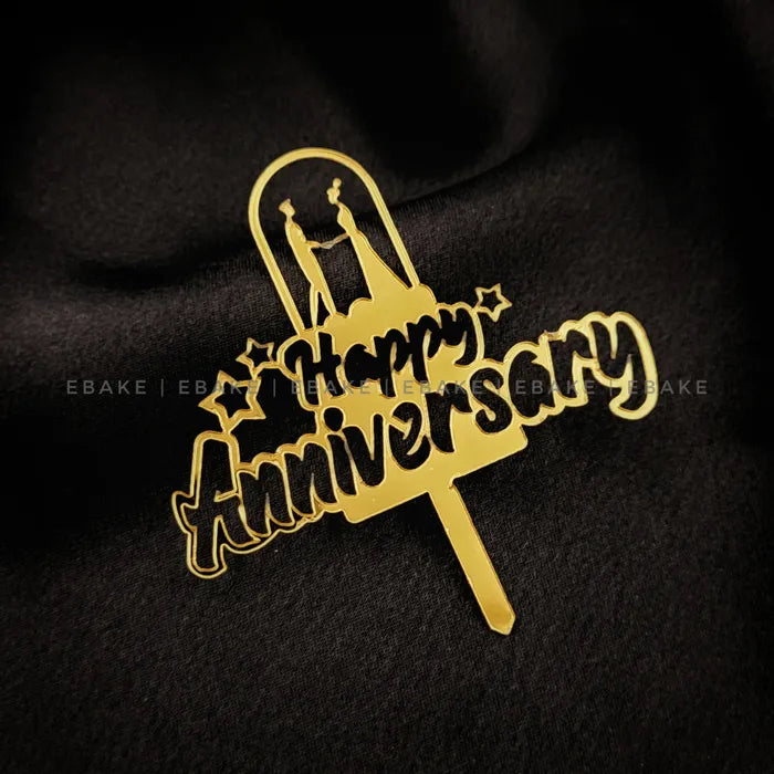 Happy Anniversary Mini Topper Golden