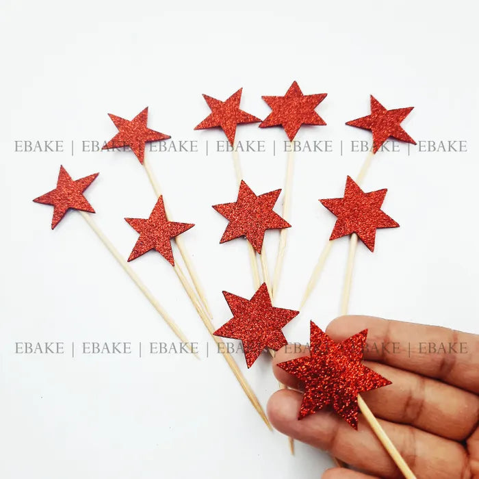 Star Glitter Topper - Red