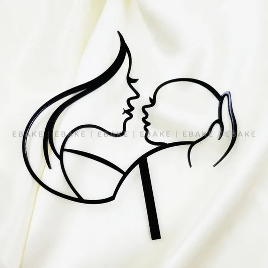 Line Art Cake Topper Mother And Baby