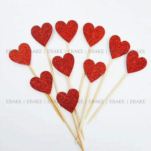 Heart Glitter Topper - Red