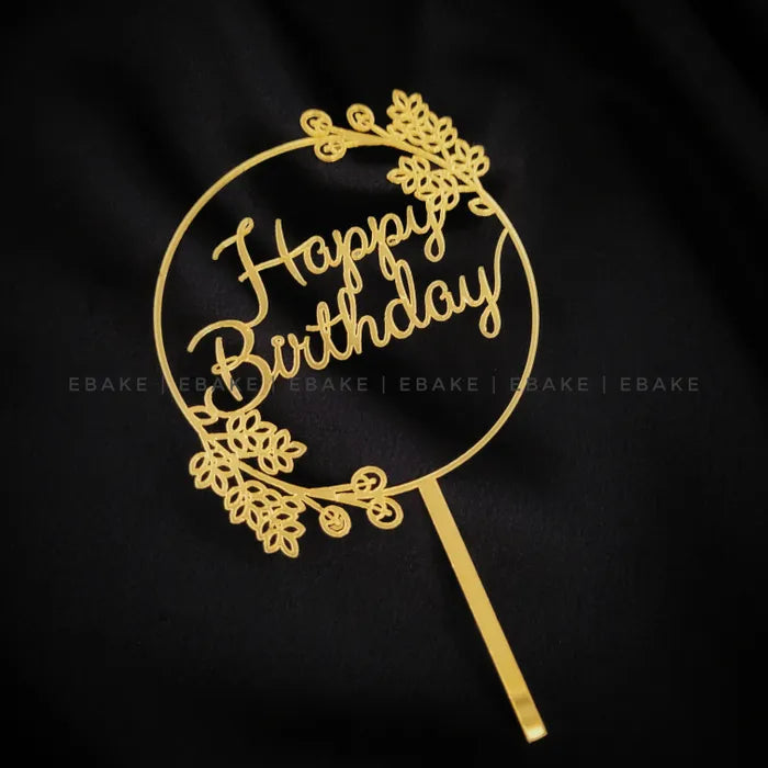 Happy Birthday Cake Topper Golden
