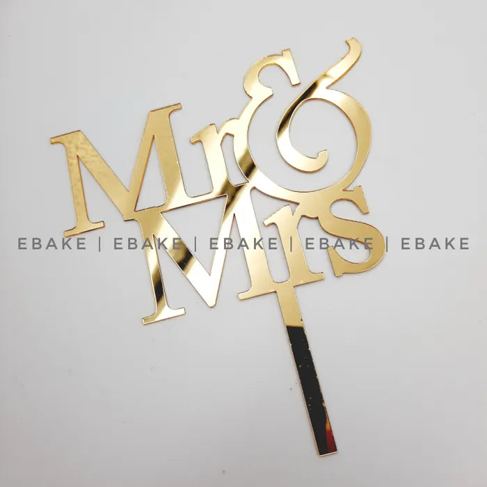 Mr & Mrs Cake Topper Golden