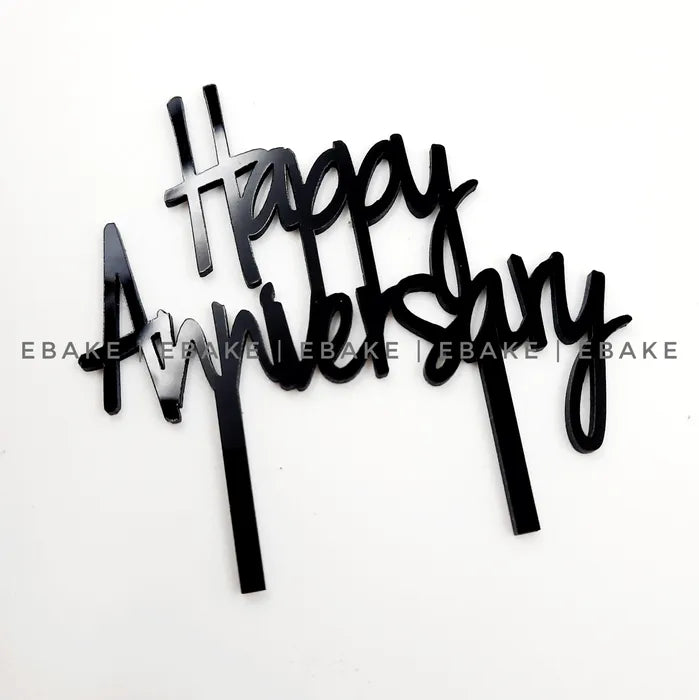 Happy Anniversary Mini Topper Black