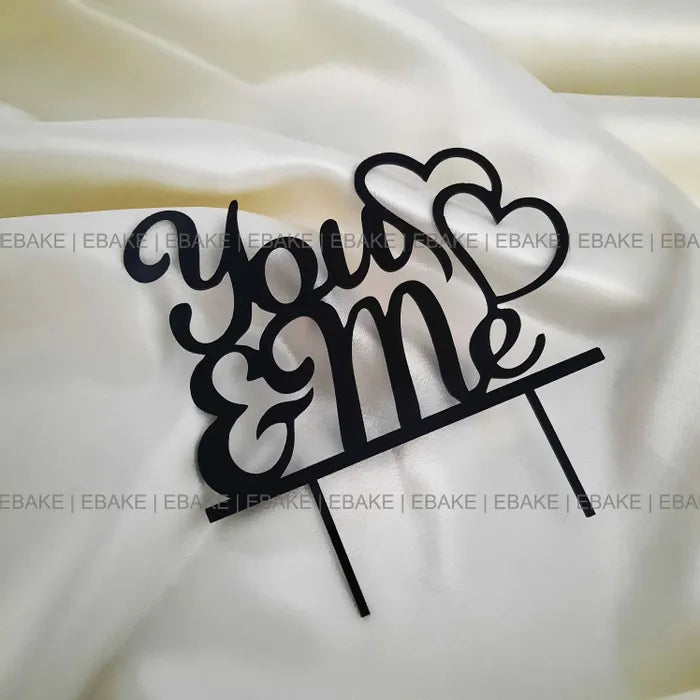 You & Me Cake Topper Black