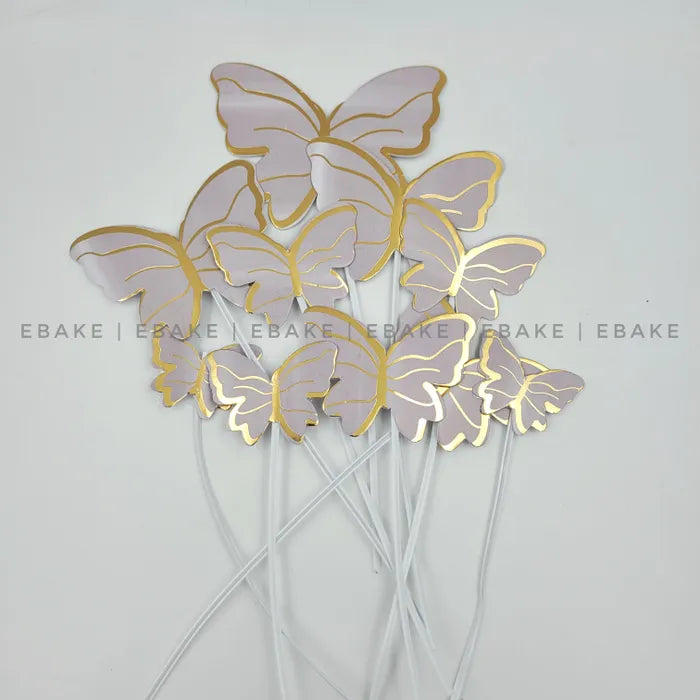Pastel Smokey Grey Paper Butterflies With Twistable Stick - Foldable