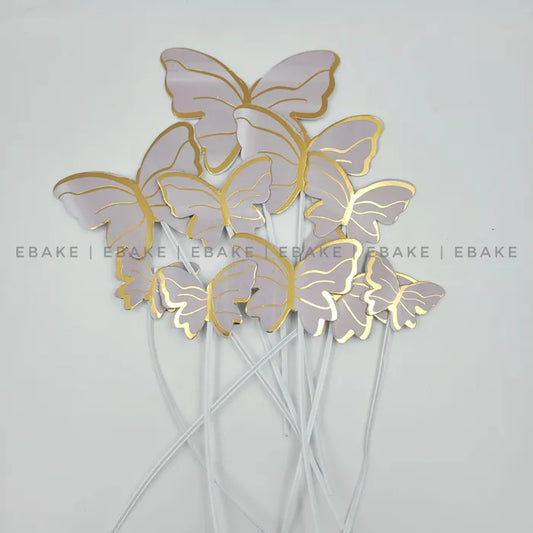 Pastel Smokey Grey Paper Butterflies With Twistable Stick - Foldable