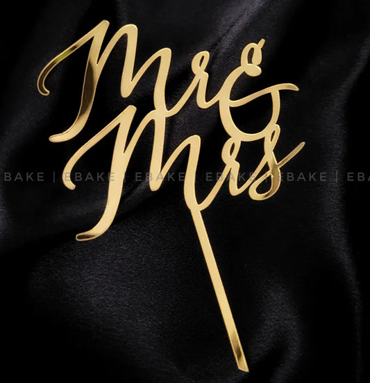 Mr & Mrs Cake Topper Golden