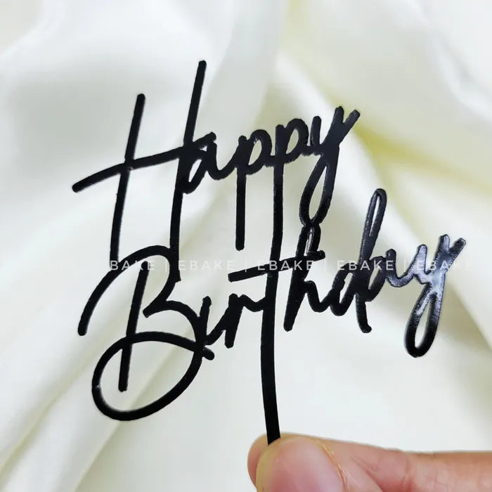 Happy Birthday Mini Topper Black